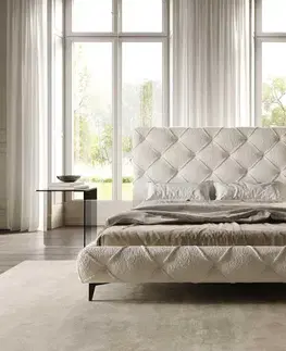 Čalúnené postele DELIFE Čalúnená posteľ Nayara 140x200 cm bouclé krémovo biela