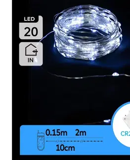 Vianočné dekorácie  B.V.  - LED  reťaz 20xLED/2x3V 2m studená biela B10303K0Y