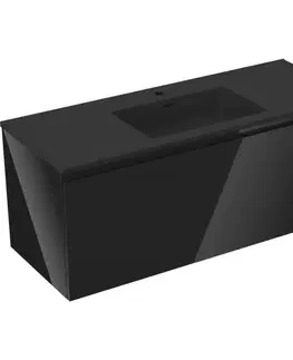Kúpeľňový nábytok MEXEN/S - Orio kúpeľňová skrinka 120 cm s umývadlom Otis, 1 šuplík, čierna lesk/čierna mat 91A10-12047-1-BF70-W18M71