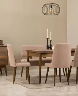 Jedálenské sety Jedálenský set s rozkladacím stolom a stoličkami (6 kusov) Vina - Walnut, Stone
