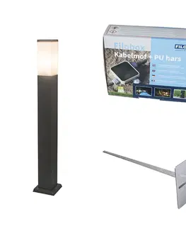 Zahradne stlpove lampy Vonkajšia lampa antracit 80 cm IP44 - Malios so zemným hrotom a káblovou objímkou