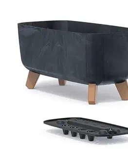 Kvetináče a truhlíky NABBI DGCL400E plastový kvetináč na nožičkách 39 cm antracit