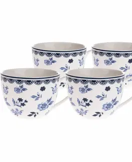 Hrnčeky a šálky 4-dielna sada porcelánových šálok Floral, 90 ml