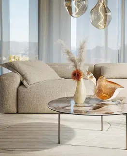 Konferenčné stolíky DELIFE Konferenčný stolík Edge okrúhly 90×90 cm keramika Patagonia leštená Trive nerezová oceľ kefovaná