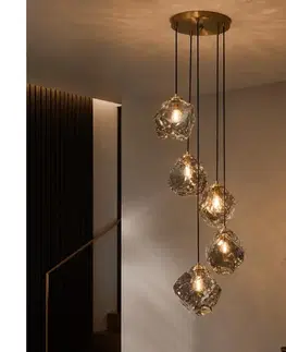 Svietidlá  Luster na lanku CRISTAL 5xE14/15W/230V mosadz/dymová čierna LM-5.302/PATYNA/SMOKY
