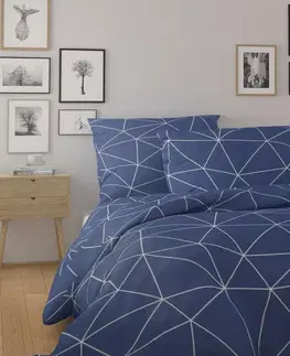 Obliečky Kvalitex Bavlnené obliečky Nordic Grid modrá, 240 x 220 cm, 2 ks 70 x 90 cm