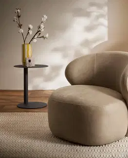 Lounge kreslá DELIFE Lounge kreslo Pulo 80x80 cm mikrovlákno béžová vintage