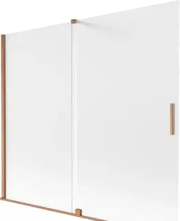 Sprchové dvere MEXEN/S - Velar dvojkrídlová posuvná vaňová zástena 180 x 150, dekor, meď kartáčovaná 896-180-000-31-65