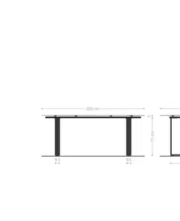 Jedálenské stoly DELIFE Jedálenský stôl Edge oválny tvar 200x100 keramika Laminam® Noir Desir hnedá nerezová oceľ úzky