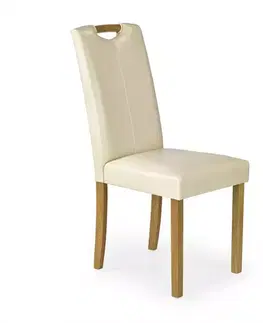 Čalúnené stoličky Stolička Caro drevo/ekokoža buk/krém 42x58x96
