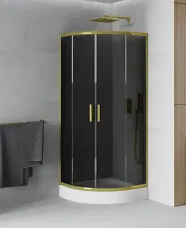 Vane MEXEN/S - Rio sprchovací kút štvrťkruh 70 x 70, grafit, zlatá + vanička Rio, biela - 863-070-070-50-40-4710 863-070-070-50-0-4710