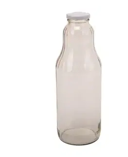 Zaváracie hrnce Kinekus Fľaša na mlieko/sirup sklo 1000ml biele viečko, balenie 8ks