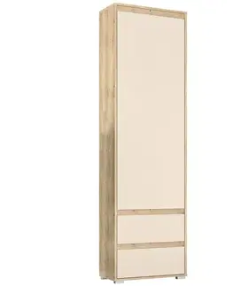 Šatníkové skrine NABBI Thebes PB-1D2DRWS jednodverová predsieňová skriňa dub artisan / champagne