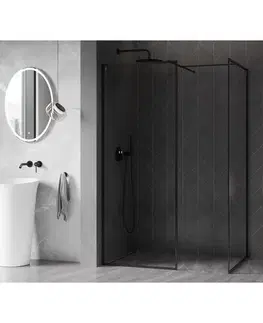 Sprchové dvere MEXEN/S - Kyoto-F Sprchová zástena WALK-IN s rámom 110 x 110, transparent 8 mm, čierna 800-110-202-04-70-110