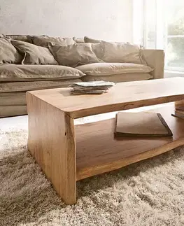 Konferenčné stolíky DELIFE Konferenčný stolík Live-Edge 130x60 cm akácia prírodná hrana
