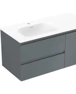 Kúpeľňový nábytok MEXEN/S - Orio kúpeľňová skrinka 100 cm s umývadlom Vela ľavá, 2S, 1D, grafit mat/biela mat 91A13-10047-3-BBFFF66-W23L01