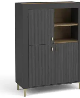 Komody do spálne Komoda Mossa M05 3D dub whisky/čierna mat
