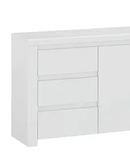 Komody KONDELA Lindy 2D3S dvojdverová komoda so zásuvkami biely lesk