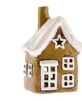 Vianočné dekorácie Keramický svietnik na sviečku Domček, 14 cm, 14 cm