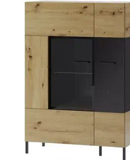 Vitríny a regály do obývačky Vitrína 2D Lucas 15 dub artisan/čierna mat