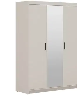 Šatníkové skrine Skriňa Elena 3D zrkadlo pieskovo béžová