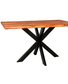 Jedálenské stoly Jedálenský stôl s kovovými nohami 140x90 cm z indického masívu palisander