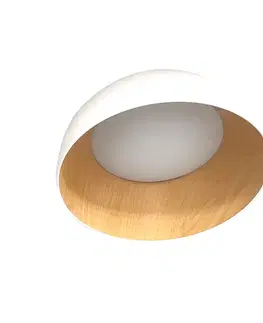 Stropná svetla Stropná lampa Trento, biela, drevená, 18W, LED, 35cm, biele tienidlo