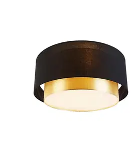 Stropné osvetlenie Moderné stropné svietidlo čierne so zlatom 50 cm 3-svetlo - Drum Duo