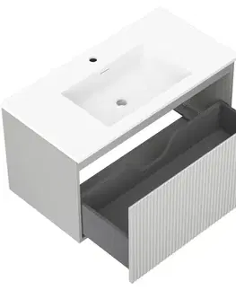 Kúpeľňový nábytok MEXEN/S - Rivel kúpeľňová skrinka 90 cm s umývadlom Otis, 1 šuplík, reliéf, šedá mat/biela mat 91A20-09047-1-BF62-W18M01