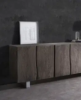 Komody DELIFE Komoda Live-Edge 220 cm akácia platinová masívna 6 dvierka