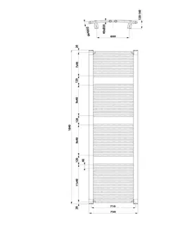 Radiátory do kúpeľne AQUALINE - ORBIT vykurovacie teleso s bočným pripojením 750x1850 biela ILO87T