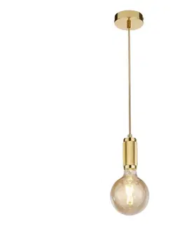 Svietidlá Searchlight 77651GO - Závesný luster na lanku SUSPENSION 1xE27/60W/230V zlatý 77651GO