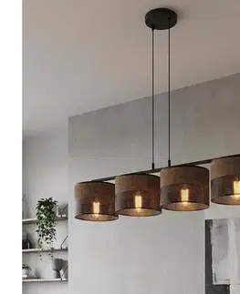 Svietidlá EMIBIG Závesný luster na lanku KARBON 4xE27/15W/230V čierna/hnedá 1653/4