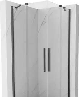 Sprchovacie kúty MEXEN/S - Velar Duo štvorcový sprchovací kút 90 x 90, transparent, šedá kartáčovaná 871-090-090-02-66