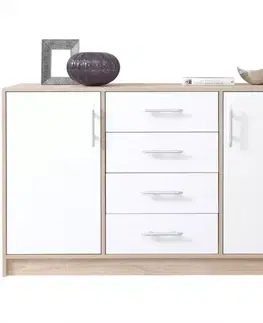 Komody so zásuvkami a dvierkami Komoda Smart SRK1 dub sonoma / biely
