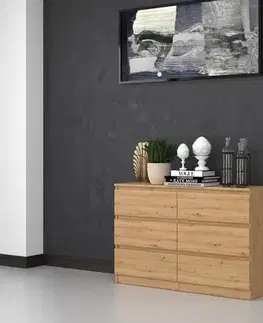 Komody a skrinky Široká komoda so zásuvkami WALMA M6 120, dub artisan