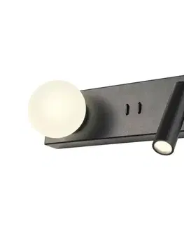 Svietidlá Redo 01-4663 - LED nástenné svietidlo NORMA LED/5W/230V + LED/3W CRI 90 USB čierne 01-4663
