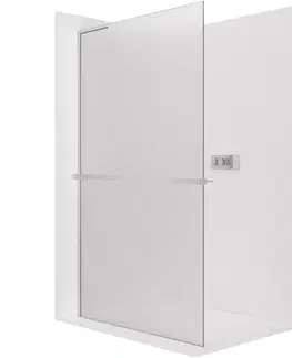Sprchové dvere CERANO - Sprchová zástena Walk-in Onyx L-ľavá vzpera + polička/držiak na uteráky - 8 mm - chróm, mliečne sklo - 30x200 CER-8050BD80060