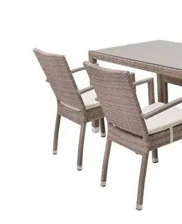 Stolčeky DEOKORK Záhradný ratanový stôl NAPOLI 160x80 cm (sivo-béžová)