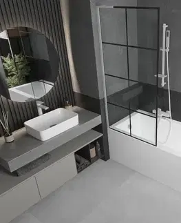 Sprchové dvere MEXEN/S - Next L vaňová zástena FIX 80 x 150, čierna vzor, biela 895-080-000-03-77-20