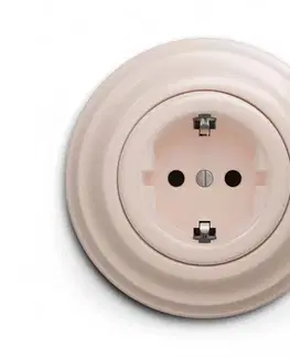 Predlžovacie káble lap - Retro domová zásuvka so rámčekom SCHUKO 230V/16A staroružová KA0119+KA0143