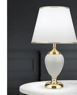 Lampy Orion LA 4-1229 - Stolná lampa OVUM 1xE27/40W/230V 48 cm keramika biela/zlatá LA 4-1229 gold