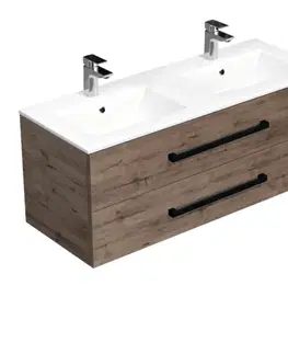 Kúpeľňový nábytok Kúpeľňová skrinka s čiernou úchytkou a umývadlom SAT Cube Way 120x53x46 cm dub Wellington mat CUBE46C1202DWMOD CUBE46C1202DWMOD