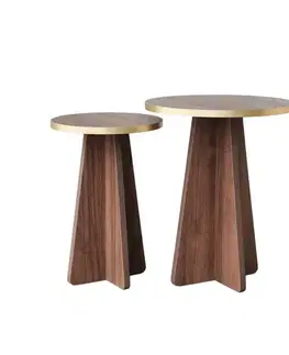 Sady stolíkov Súprava konferenčných stolíkov Mushroom 2 - Gold, Walnut