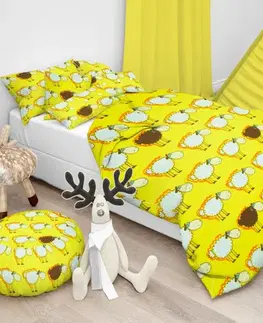Detské obliečky Obliečky bavlnené detské Ovečky žlté TiaHome - Detský set 130x90cm + 65x45cm