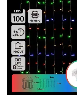 LED osvetlenie  B.V.  - LED Vonkajšia vianočná reťaz 100xLED/8 funkcií 3xAA 4x1m IP44 multicolor B10303K3K