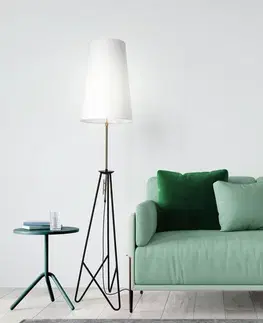 Stojacie lampy Stojaca lampa TAFLO čierno-zlatá 1xE27 tienidlo biele