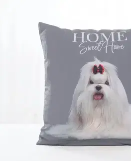 Dekoračné obliečky Carbotex Obliečka na vankúš 40 × 40 cm - Maltézsky psík Princezná sivá-  -
