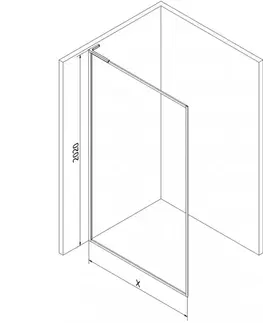 Sprchové dvere MEXEN/S - Kyoto-F L Sprchová zástena WALK-IN s rámom 65 x 202, transparent 8 mm, čierna 800-065-174-70-00