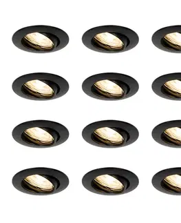 Zapustené svietidlá Sada 12 vstavaných bodových svetiel čiernych GU10 35 mm - Edu